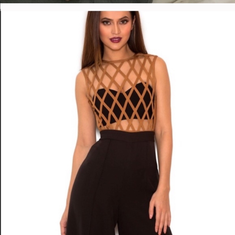 Nude caged bodysuit size large.